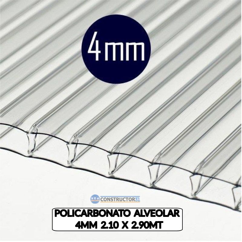 POLICARBONATO ALVEOLAR 4MM 2.10X2.90MT TRANS