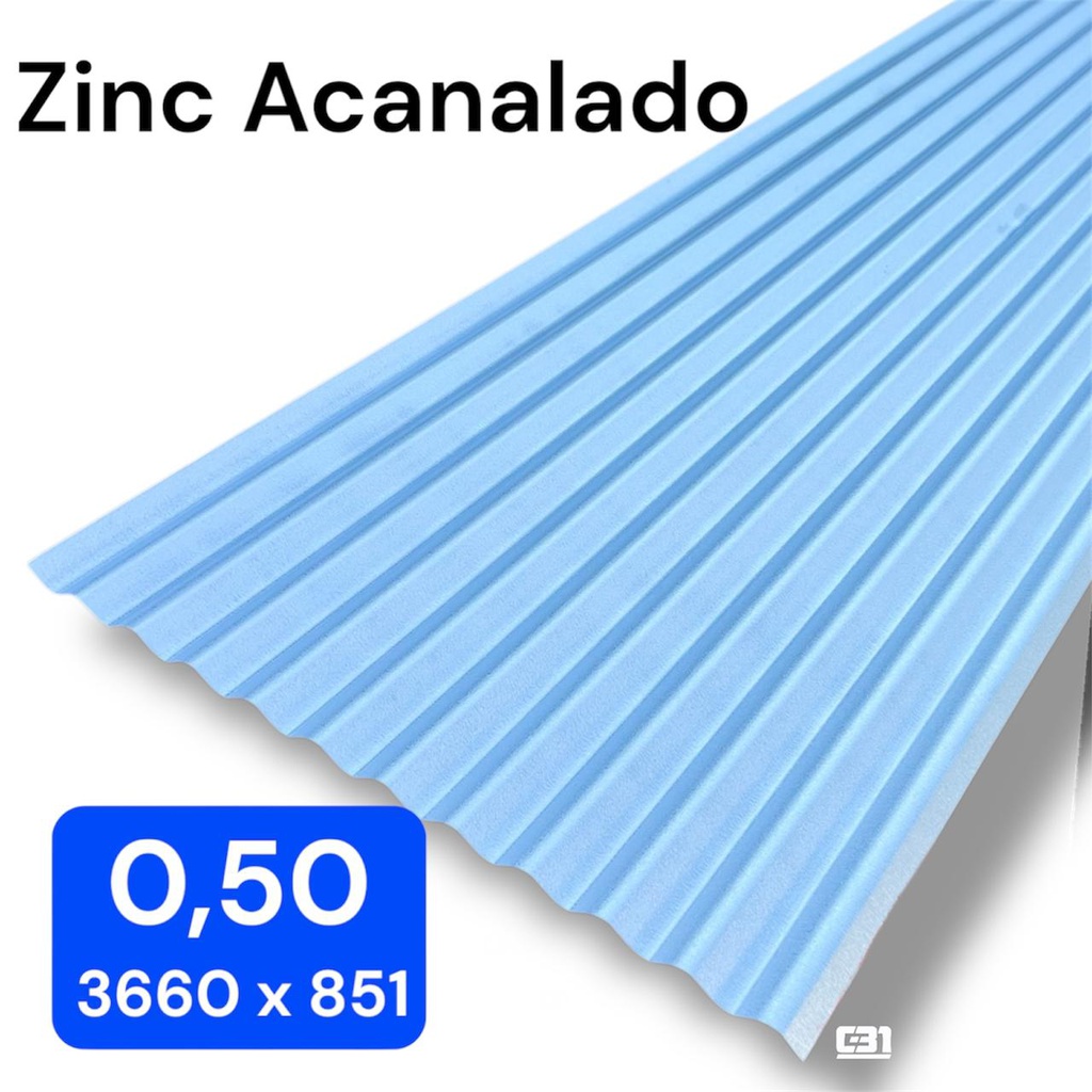PLANCHA ZINC ACANALADO 0.50x851x3660mm