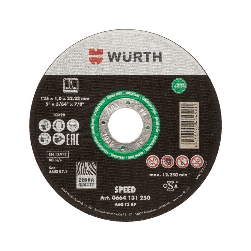 DISCO CORTE 4 1/2&quot; X 1MM WURTH