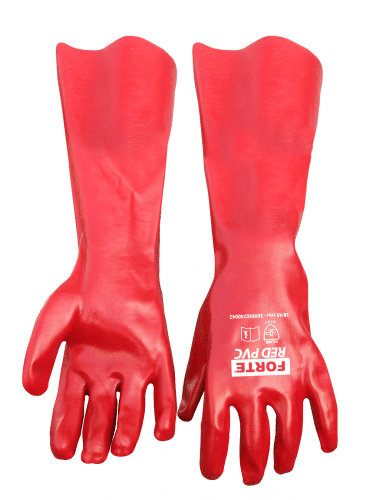 GUANTES PVC ROJO 35CM