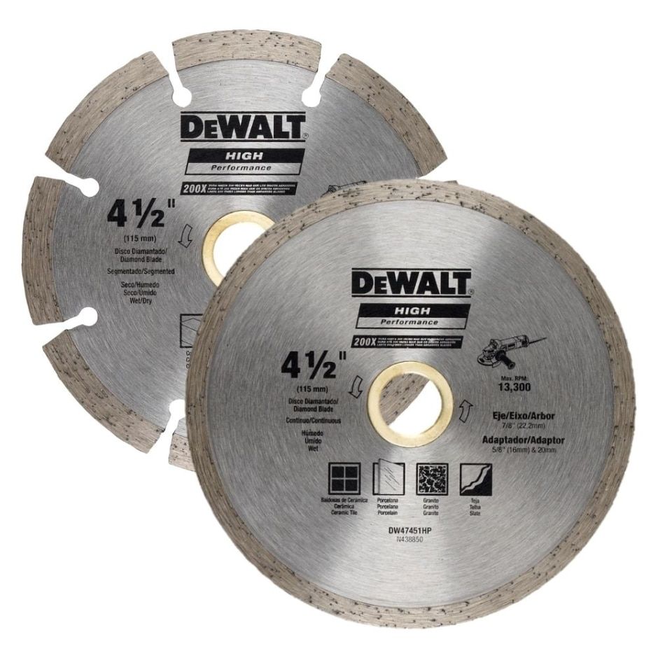 PACK DISCO DIAMANTADO SEGMENTADO  + CONTINUO 4 1/2&quot; DEWALT