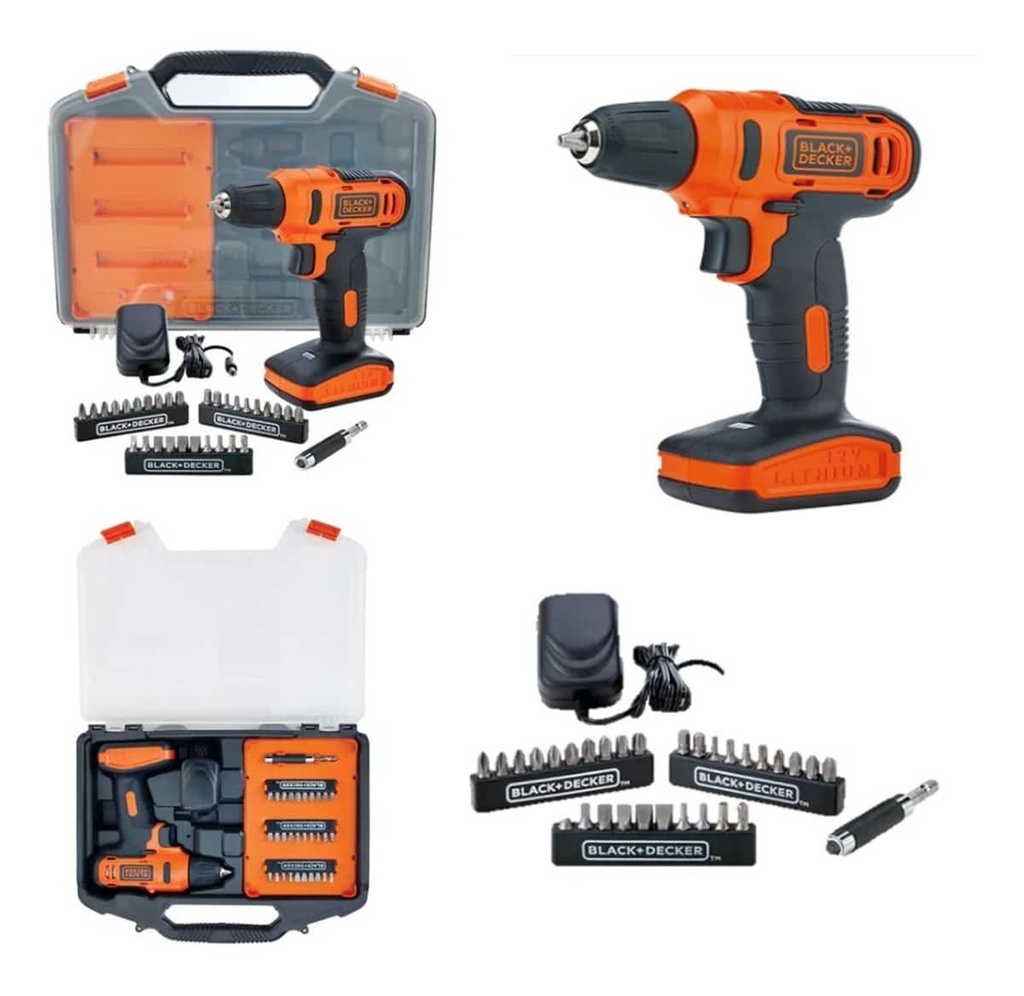 TALADRO INALAMBRICO 10MM  12V BLACK &amp; DECKER + 32 ACC LD12SC