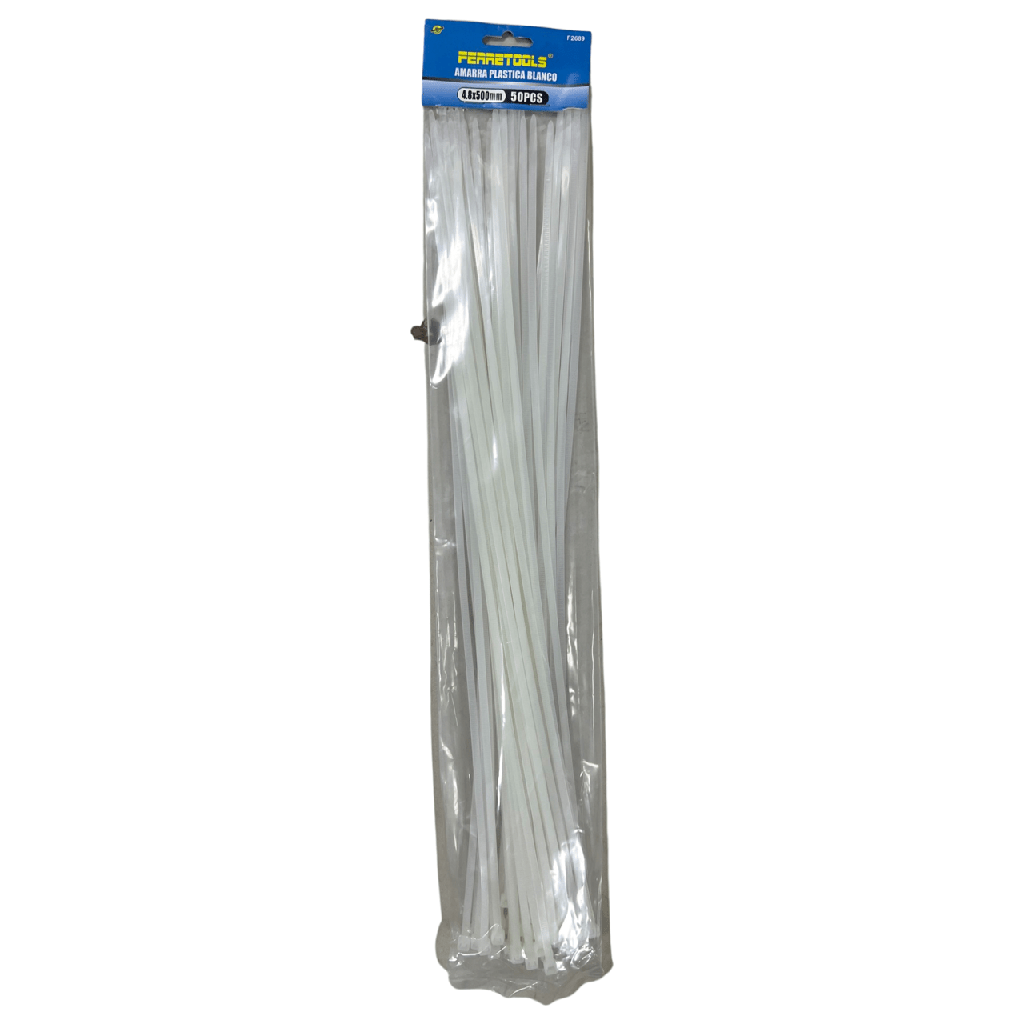 AMARRAS PLASTICAS BLANCAS 4.8X500MM (50UND) F2689