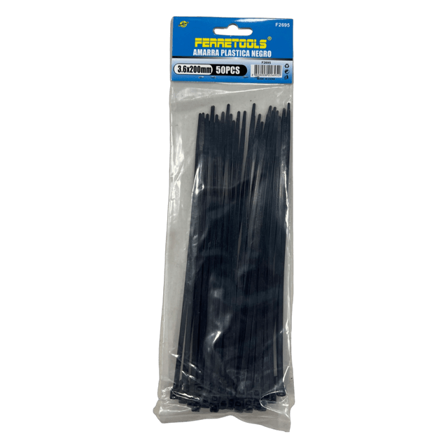 AMARRAS PLASTICAS NEGRAS 3.6X200MM (50und) F2695