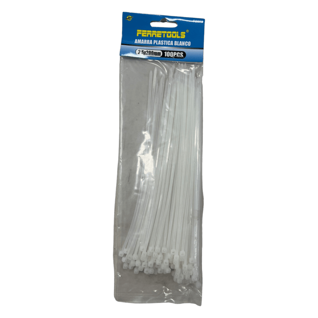 AMARRAS PLASTICAS BLANCAS 2.5X200MM (100und) F2682