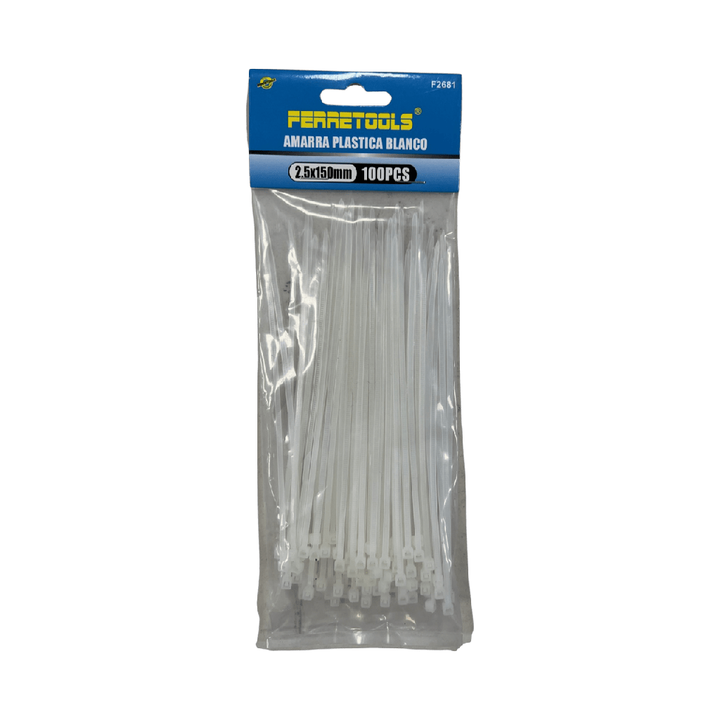 AMARRAS PLASTICAS BLANCAS 2.5X150MM (100und) F2681