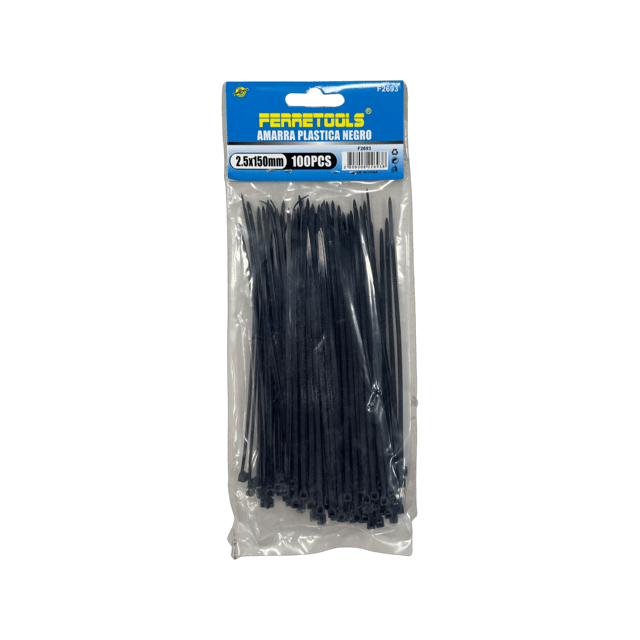 AMARRAS PLASTICAS NEGRAS 2.5X150MM (100und) F2693