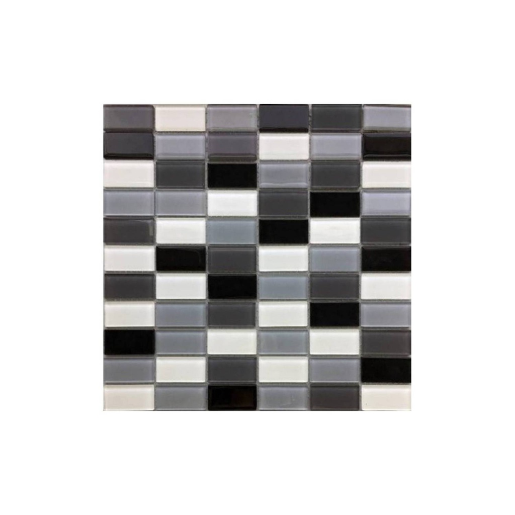 MALLA MOSAICO VIDRIO REC NEGRO/BLANCO 30X30CM DECORALIA