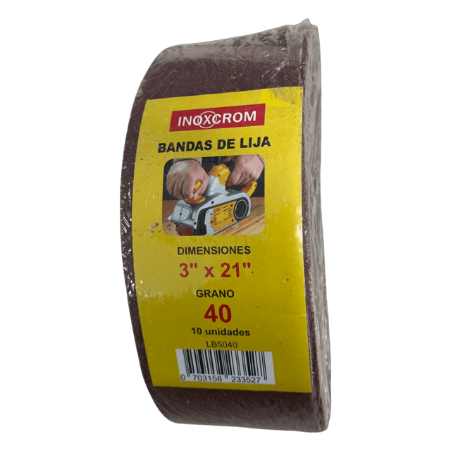 PACK 10 LIJAS DE BANDA 3X21&quot; GRANO 40 INOXCROM