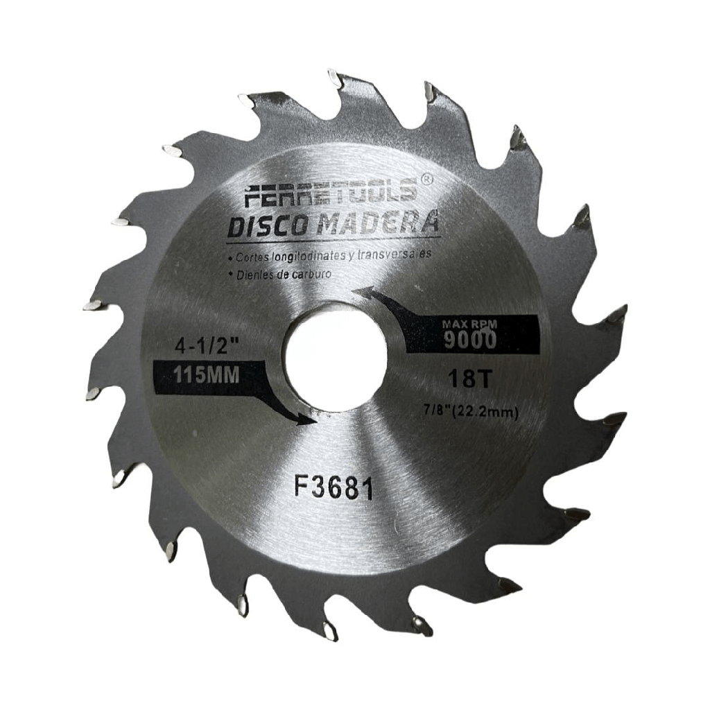 Disco Sierra Madera 4 1/2" 18D c/ Carbono de Tungsteno F3681