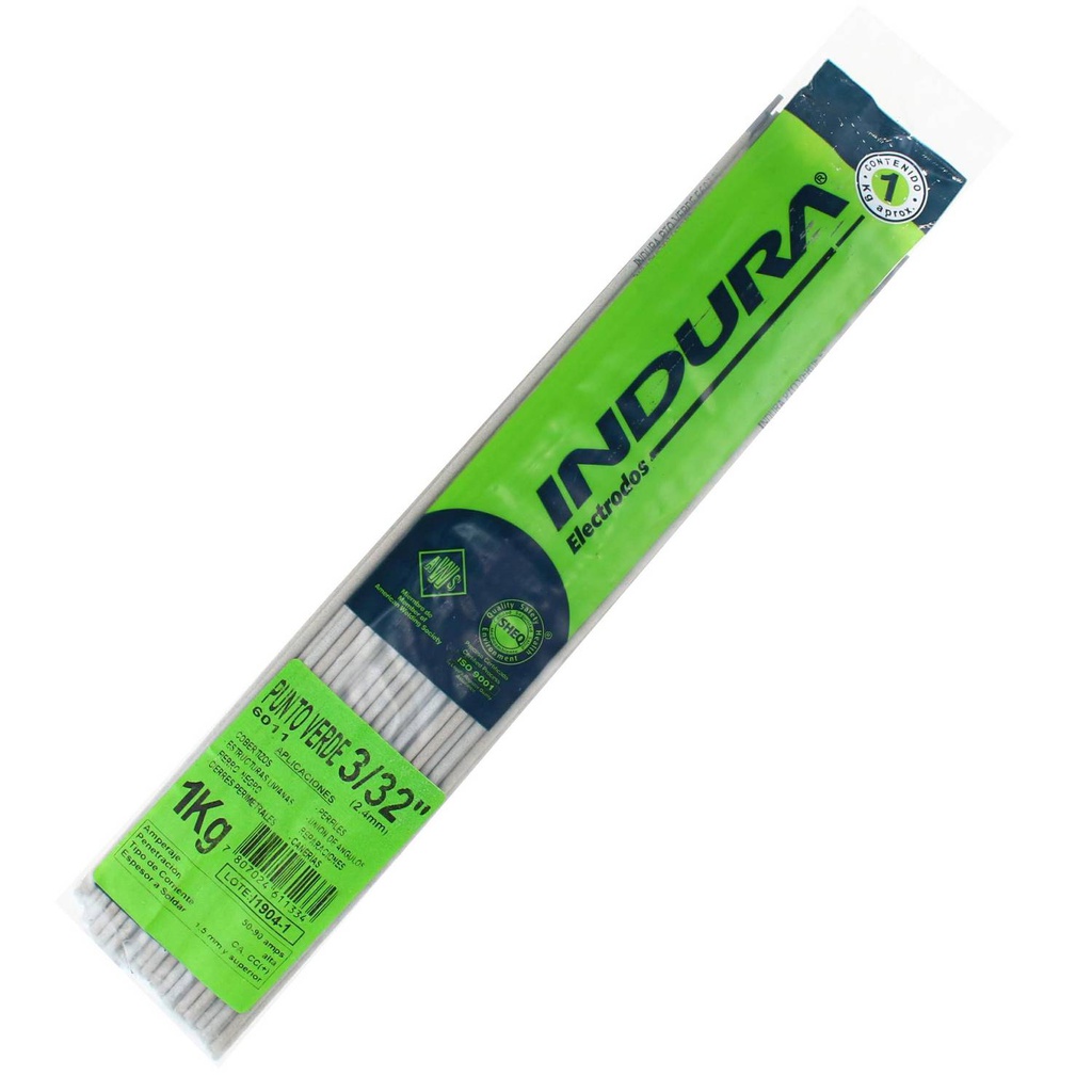 SOLDADURA 6011 3/32&quot; PUNTO VERDE 1KG INDURA