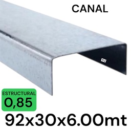 [1486] METALCON CANAL 92 x 6MT 0.85MM U 2x4