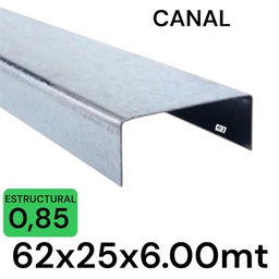 [1484] METALCON CANAL 62X6MT 0.85MM U 2x3