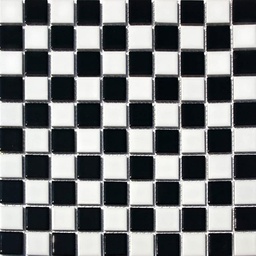 [90332] MALLA MOSAICO CUADRADO BLANCO NEGRO 30X30CM DECORALIA